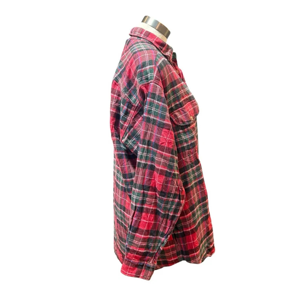 NWT Urban Renewal Womens Shirt Plaid Button Up Flannel Cotton Upcycled Vtg Sz. L - Picture 3 of 6